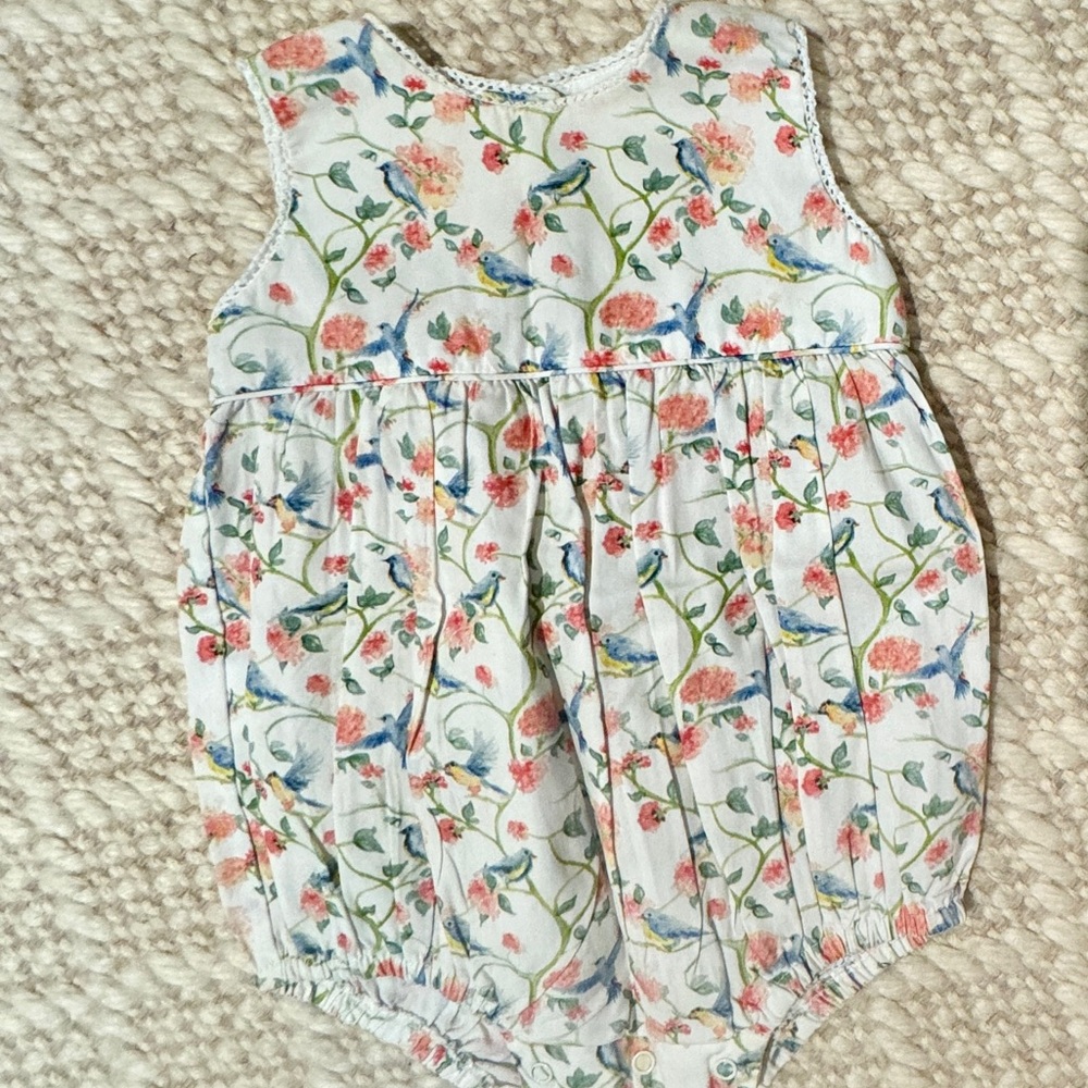Dondolo Bubble - floral w/birds in blue/green/melon/yellow - Size: 6M